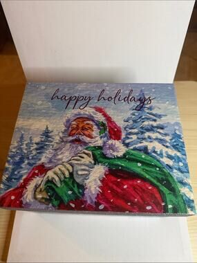 Happy Holidays Santa Canvas Wall Art - Red & Green